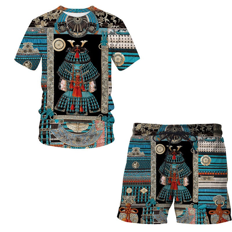 European Code Hawaii Seaside 3D Printing Men'S Casual Loose Suit Beach Short Sleeve Shorts - Image 1